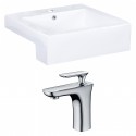 American Imaginations AI-15253 Rectangle Vessel Set In White Color With Single Hole CUPC Faucet