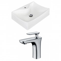 American Imaginations AI-15260 Rectangle Vessel Set In White Color With Single Hole CUPC Faucet