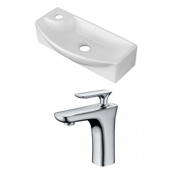 American Imaginations AI-15277 Rectangle Vessel Set In White Color With Single Hole CUPC Faucet
