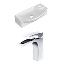 American Imaginations AI-15285 Rectangle Vessel Set In White Color With Single Hole CUPC Faucet