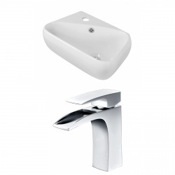 American Imaginations AI-15292 Rectangle Vessel Set In White Color With Single Hole CUPC Faucet