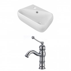 American Imaginations AI-15294 Rectangle Vessel Set In White Color With Single Hole CUPC Faucet