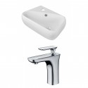 American Imaginations AI-15298 Rectangle Vessel Set In White Color With Single Hole CUPC Faucet
