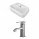 American Imaginations AI-15300 Rectangle Vessel Set In White Color With Single Hole CUPC Faucet