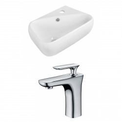 American Imaginations AI-15305 Rectangle Vessel Set In White Color With Single Hole CUPC Faucet