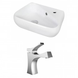 American Imaginations AI-15337 Unique Vessel Set In White Color With Single Hole CUPC Faucet