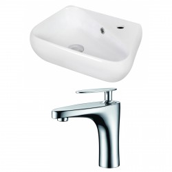 American Imaginations AI-15339 Unique Vessel Set In White Color With Single Hole CUPC Faucet