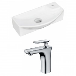 American Imaginations AI-15354 Rectangle Vessel Set In White Color With Single Hole CUPC Faucet