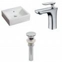 American Imaginations AI-15382 Rectangle Vessel Set In White Color With Single Hole CUPC Faucet And Drain