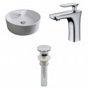 American Imaginations AI-15392 Round Vessel Set In White Color With Single Hole CUPC Faucet And Drain