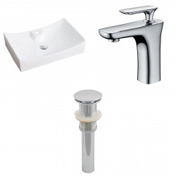 American Imaginations AI-15416 Rectangle Vessel Set In White Color With Single Hole CUPC Faucet And Drain