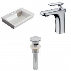 American Imaginations AI-15422 Rectangle Vessel Set In White Color With Single Hole CUPC Faucet And Drain