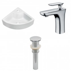 American Imaginations AI-15430 Unique Vessel Set In White Color With Single Hole CUPC Faucet And Drain