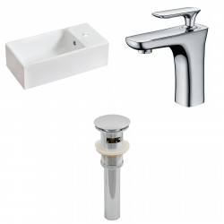 American Imaginations AI-15462 Rectangle Vessel Set In White Color With Single Hole CUPC Faucet And Drain