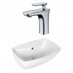 American Imaginations AI-17726 Rectangle Vessel Set In White Color With Single Hole CUPC Faucet