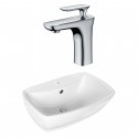 American Imaginations AI-17726 Rectangle Vessel Set In White Color With Single Hole CUPC Faucet