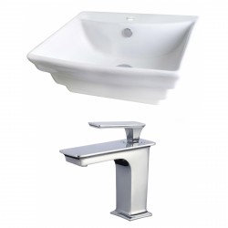 American Imaginations AI-17800 Rectangle Vessel Set In White Color With Single Hole CUPC Faucet
