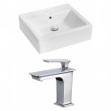 American Imaginations AI-17806 Rectangle Vessel Set In White Color With Single Hole CUPC Faucet