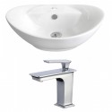 American Imaginations AI-17818 Oval Vessel Set In White Color With Single Hole CUPC Faucet