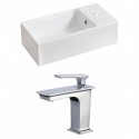 American Imaginations AI-17832 Rectangle Vessel Set In White Color With Single Hole CUPC Faucet