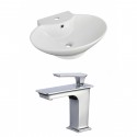 American Imaginations AI-17834 Oval Vessel Set In White Color With Single Hole CUPC Faucet