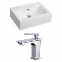 American Imaginations AI-17838 Rectangle Vessel Set In White Color With Single Hole CUPC Faucet