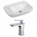 American Imaginations AI-17846 Rectangle Vessel Set In White Color With Single Hole CUPC Faucet