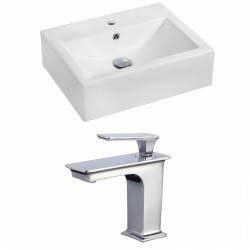 American Imaginations AI-17848 Rectangle Vessel Set In White Color With Single Hole CUPC Faucet
