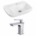 American Imaginations AI-17852 Rectangle Vessel Set In White Color With Single Hole CUPC Faucet
