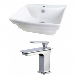 American Imaginations AI-17854 Rectangle Vessel Set In White Color With Single Hole CUPC Faucet