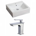 American Imaginations AI-17856 Rectangle Vessel Set In White Color With Single Hole CUPC Faucet
