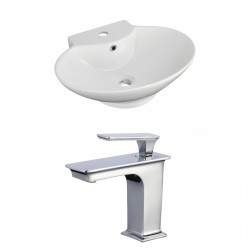 American Imaginations AI-17862 Oval Vessel Set In White Color With Single Hole CUPC Faucet