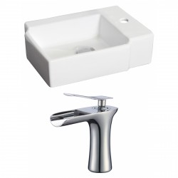American Imaginations AI-17879 Rectangle Vessel Set In White Color With Single Hole CUPC Faucet