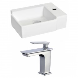 American Imaginations AI-17882 Rectangle Vessel Set In White Color With Single Hole CUPC Faucet