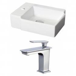 American Imaginations AI-17884 Rectangle Vessel Set In White Color With Single Hole CUPC Faucet