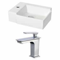 American Imaginations AI-17886 Rectangle Vessel Set In White Color With Single Hole CUPC Faucet