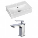 American Imaginations AI-17888 Rectangle Vessel Set In White Color With Single Hole CUPC Faucet