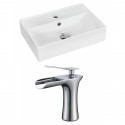 American Imaginations AI-17891 Rectangle Vessel Set In White Color With Single Hole CUPC Faucet