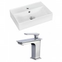 American Imaginations AI-17892 Rectangle Vessel Set In White Color With Single Hole CUPC Faucet