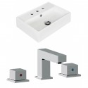 American Imaginations AI-17893 Rectangle Vessel Set In White Color With 8-in. o.c. CUPC Faucet