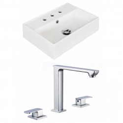 American Imaginations AI-17894 Rectangle Vessel Set In White Color With 8-in. o.c. CUPC Faucet