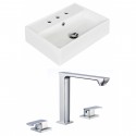 American Imaginations AI-17894 Rectangle Vessel Set In White Color With 8-in. o.c. CUPC Faucet