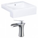 American Imaginations AI-17897 Rectangle Vessel Set In White Color With Single Hole CUPC Faucet