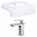 American Imaginations AI-17898 Rectangle Vessel Set In White Color With Single Hole CUPC Faucet