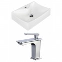 American Imaginations AI-17900 Rectangle Vessel Set In White Color With Single Hole CUPC Faucet