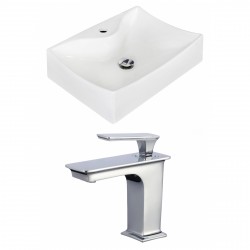 American Imaginations AI-17902 Rectangle Vessel Set In White Color With Single Hole CUPC Faucet
