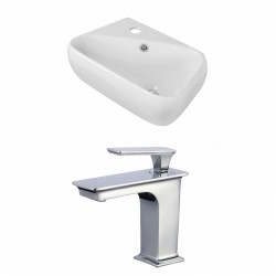 American Imaginations AI-17910 Rectangle Vessel Set In White Color With Single Hole CUPC Faucet