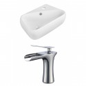 American Imaginations AI-17915 Rectangle Vessel Set In White Color With Single Hole CUPC Faucet