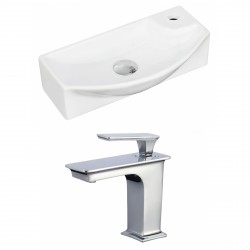 American Imaginations AI-17928 Rectangle Vessel Set In White Color With Single Hole CUPC Faucet