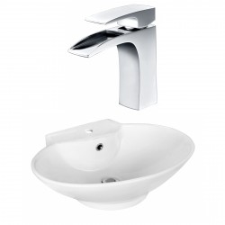American Imaginations AI-17939 Oval Vessel Set In White Color With Single Hole CUPC Faucet